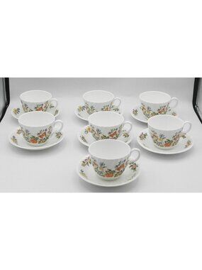 Cottage Garden by John Aynsley & Sons Cup and Saucer Set of 7 Pattern AYNOGA